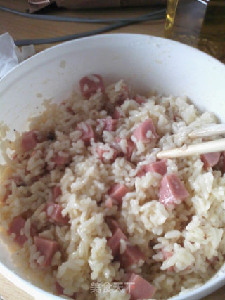 微波炉火腿蛋拌饭的做法步骤：3