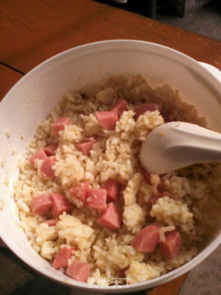 微波炉火腿蛋拌饭的做法步骤：5