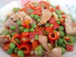 肉炒青豆配辣椒的做法步骤：7