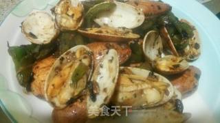 豉椒炒花甲王的做法步骤：6