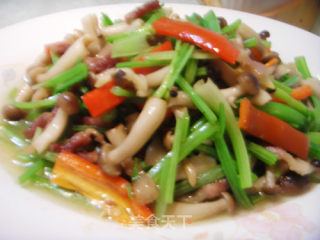 玉蕈芹菜炒肉----素素主义的做法步骤：4