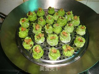 【菠菜腊肉烧卖】---那一抹营养均衡的浅绿色很养眼的做法步骤：6