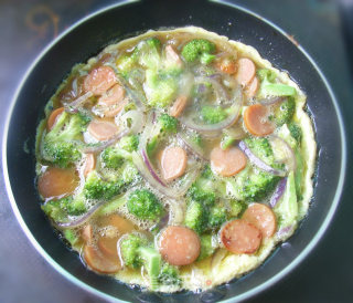 西兰花香肠煎蛋饼的做法步骤：9