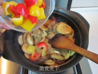 彩椒杏鲍菇煲的做法步骤：7
