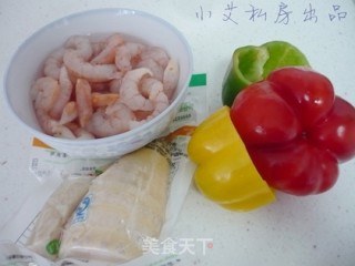彩椒冬笋炒虾仁的做法步骤：1
