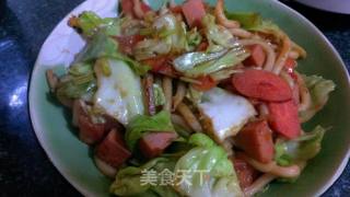 火腿炒乌冬面的做法步骤：10