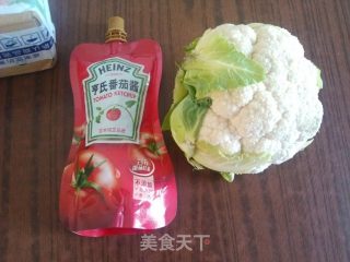 番茄酱炒黑木耳菜花的做法步骤：2