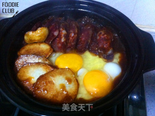 腊肠煲仔饭的做法步骤：9