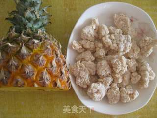 菠萝鸡米花的做法步骤：1