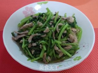 茼蒿炒肉丝的做法步骤：6