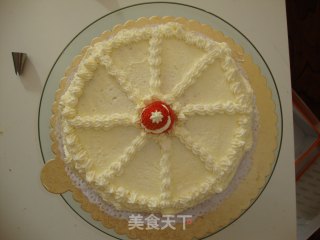 8寸奶油生日蛋糕——老爸生日快乐的做法步骤：8