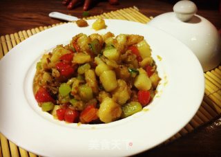 四色龙利鱼丁的做法步骤：5