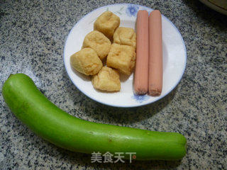 火腿肠油豆腐炒夜开花的做法步骤：1