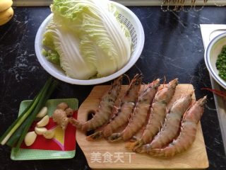 老虎虾炒白菜的做法步骤：1
