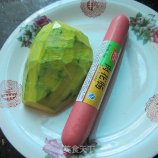 南瓜肉花肠的做法步骤：1