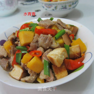 豆腐南瓜丁炒肉的做法步骤：8