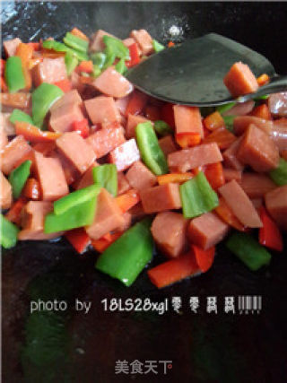 私房菜：双椒炒火腿的做法步骤：6