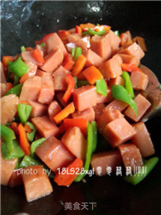 私房菜：双椒炒火腿的做法步骤：7