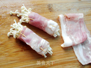 铁板培根金针菇卷的做法步骤：3
