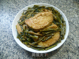 菜蕻干梗烧素鸡的做法步骤：13