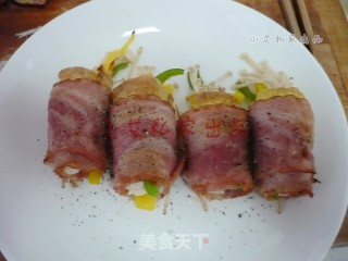 培根彩椒金针卷的做法步骤：8