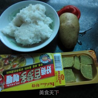 土豆丝咖喱饭的做法步骤：1
