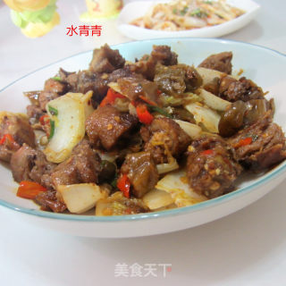 烤鸭炒白菜梗子的做法步骤：9