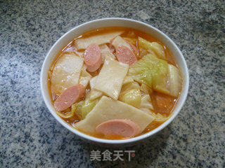 火腿肠圆白菜面片汤的做法步骤：14