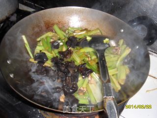 茄汁芹菜木耳小炒肉的做法步骤：8