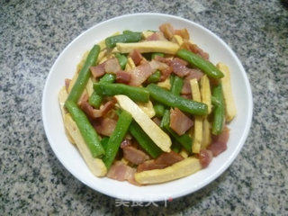 豆腐干培根炒梅豆的做法步骤：13