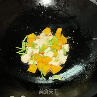 嫩豆腐配南瓜丁的做法步骤：7