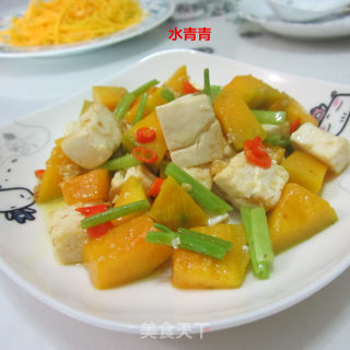 嫩豆腐配南瓜丁的做法步骤：9