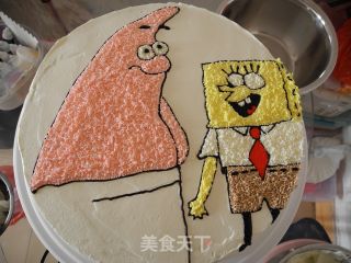 海绵宝宝和派大星蛋糕的做法步骤：12