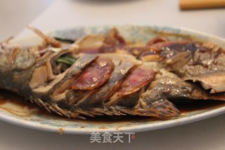 中式蒸鳜鱼春蔬绸带面的做法步骤：7