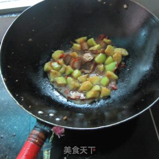 丝瓜丁炒腊肉的做法步骤：7