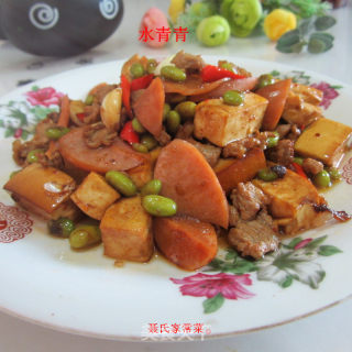 火腿豆腐黄豆炒肉的做法步骤：11
