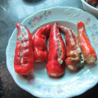 红辣椒酿肉的做法步骤：6