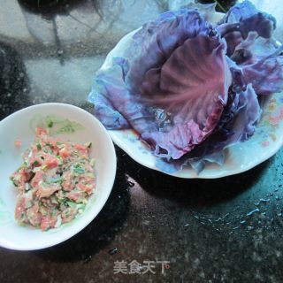 柴甘蓝包肉的做法步骤：4