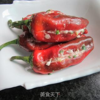 蒸酿红辣椒的做法步骤：6