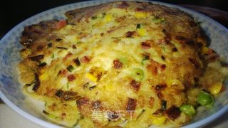 剩米饭巧利用——什锦火腿米饭蛋饼的做法步骤：11