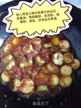 茄汁烩丝瓜（印巴风味）的做法步骤：4