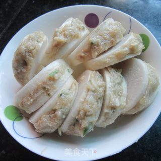 干蒸白萝卜酿肉的做法步骤：6