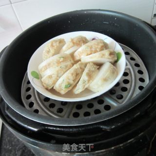 干蒸白萝卜酿肉的做法步骤：7