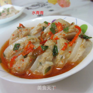 干蒸白萝卜酿肉的做法步骤：10