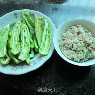 肉泥半边椒的做法步骤：3