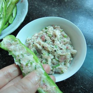 肉泥半边椒的做法步骤：4