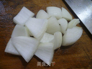 青椒白洋葱炒素火腿的做法步骤：5