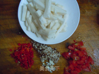 夏拌零食---茄汁山药条的做法步骤：2