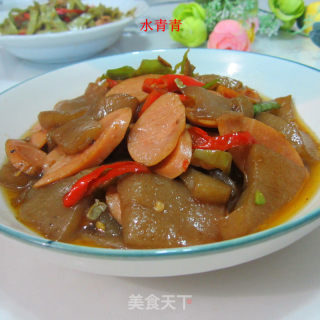 蘑芋豆腐烧火腿的做法步骤：9