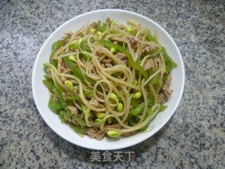 青椒里脊肉炒黄豆芽的做法步骤：10